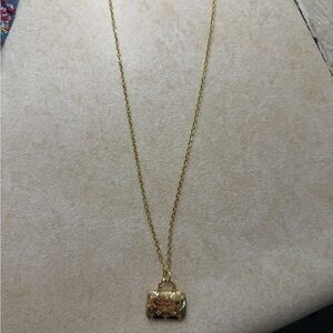 Gold-tone Quilted Purse Pendant Necklace - Women Jewelry